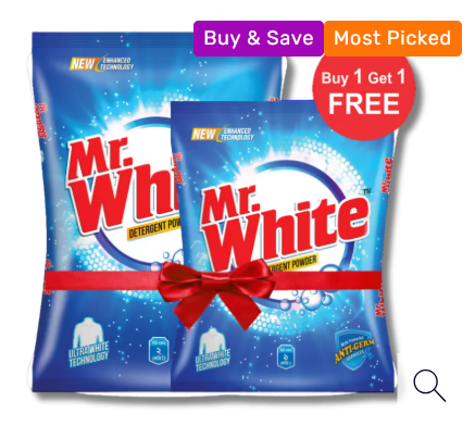Mr. White Detergent Powder 2kg (Buy1 Get1kg Free)