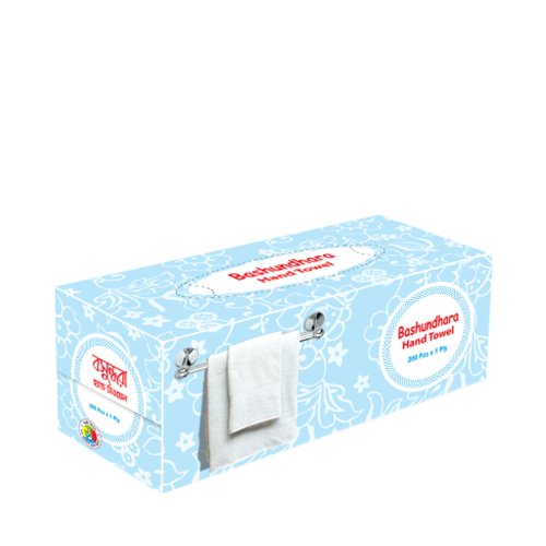 Bashundhara Hand Towel White (200 X 1) Box