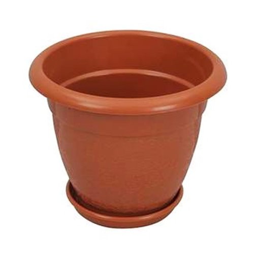 RFL TEL Modern Flower Tub With Tray (Brown) 8 inch