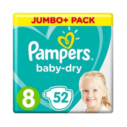 Pampers Baby Dry 8 Jumbo Plus Belt 17+ kg 52 pcs