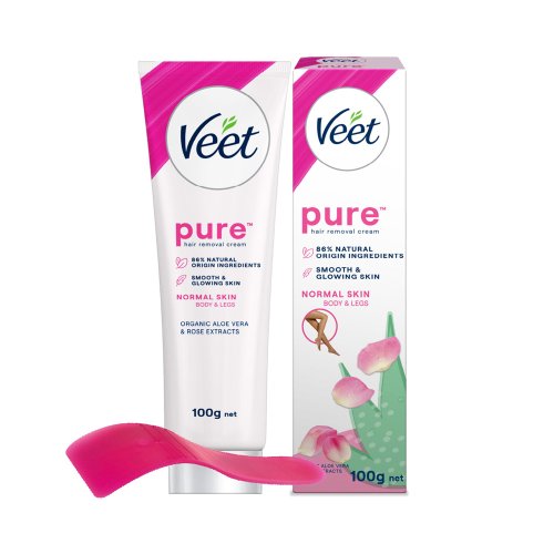 Veet Pure Hair Removal Cream Normal Skin With Organic Aloe Vera & Rose Extracts 25 gm