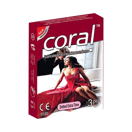 Coral Extra Dotted Condom (Width 52 ± 2 mm) 3 pcs