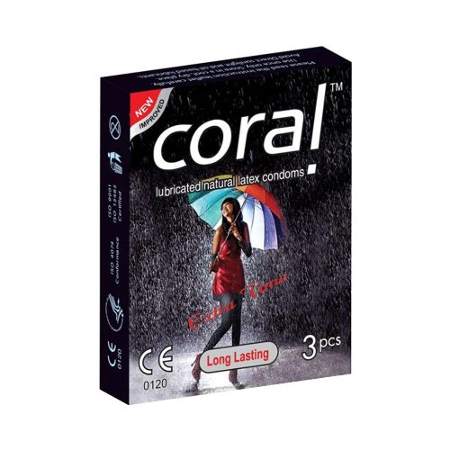 Coral Long Lasting Condom (Width 52 ± 2 mm) 3 pcs