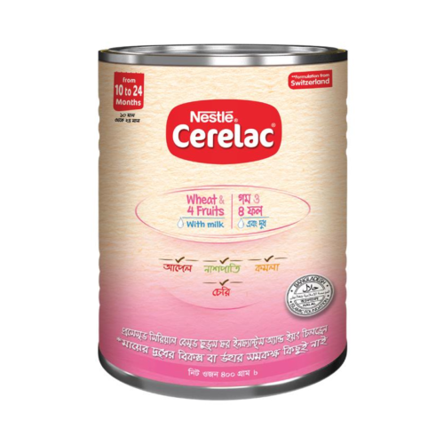 Nestlé Cerelac Wheat & 4 Fruits With Milk Tin (10-24 Months) 400 gm