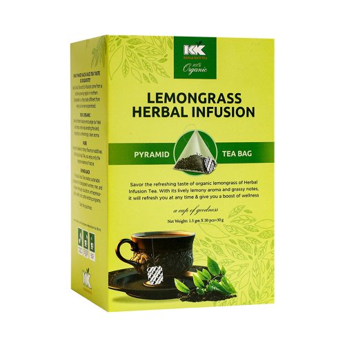Kazi & Kazi Organic Lemongrass Pyramid Herbal Infusion Tea 20 pcs 30 gm