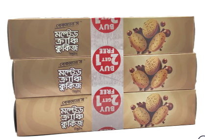 Bakeman's Malted Crunch Cookies Biscuit 135gm (Buy2 Get1 Free)